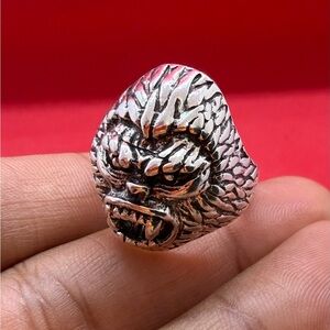 Very Unique Vintage Mixed Sliver Ring
With Gorilla Face On Top